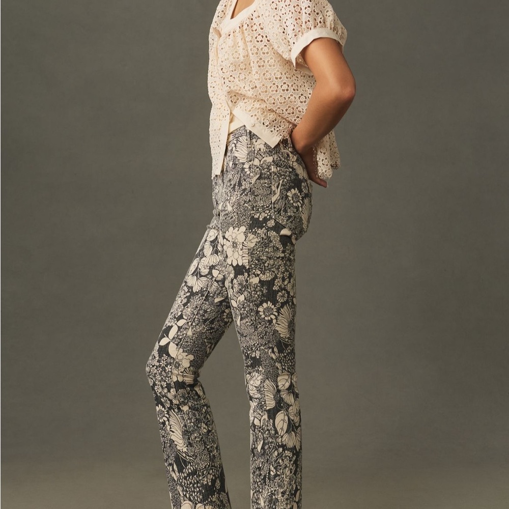 Floral Patterned Pants with Cream Lace Top